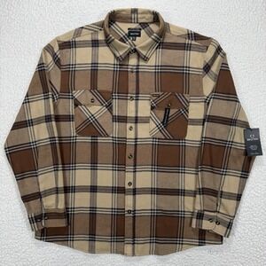 Brixton Bowery Flannel Shirt Men's XXL Plaid Button Up Streetwear Camping Rugged